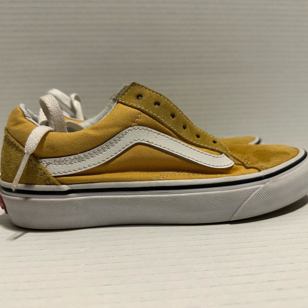 VANS Old Skool Yellow Ochre/True White Low Top Canvas Sneakers 3.5 mens 5 Women